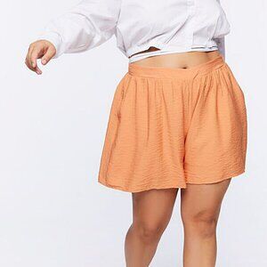 NWT Forever 21 Orange High Rise Shorts 3X Plus Textured Lined Beachy Boho